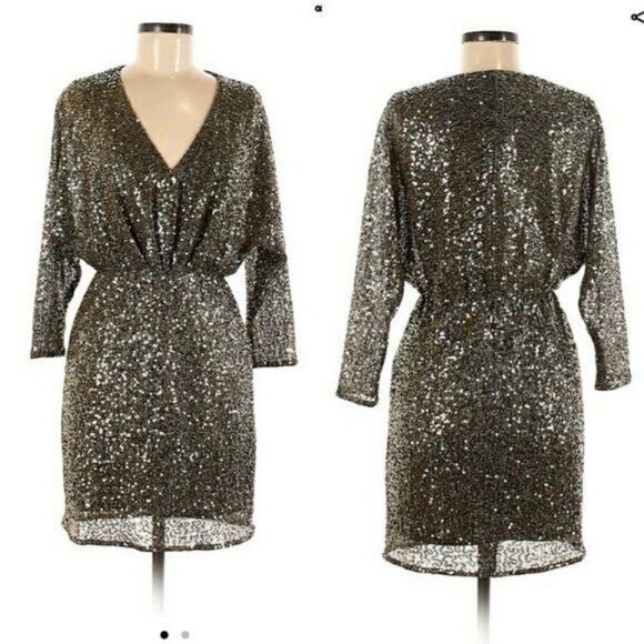 Trina Turk Retro 70's Glam Metallic Gold Sequin Tunic Top Mini Dress Sz 2 - Picture 1 of 12